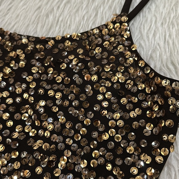 Reba brown sparkling sequins stretchy tank top size large - Picture 4 of 8